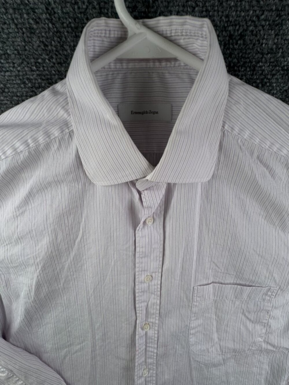 Ermenegildo Zegna Long Sleeve Button Up Shirt Striped Purple Size 16 Cotton ****